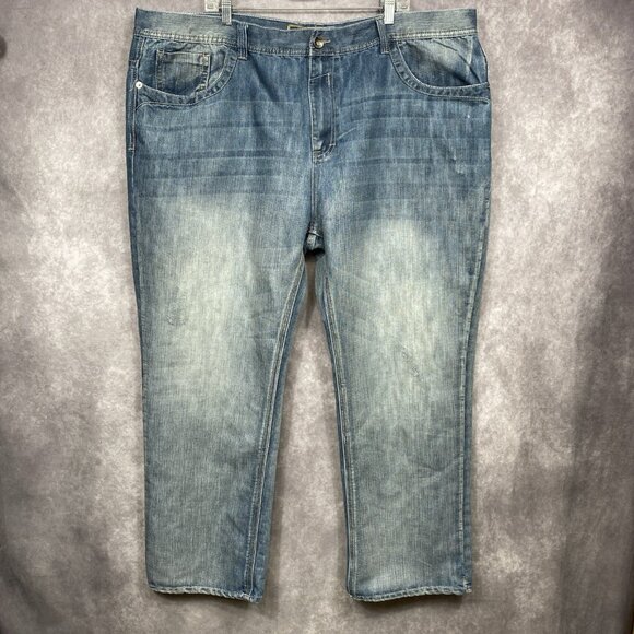 Men’s Y2K Baggy Hip Hop Style Halifax Jeans 50x32 Distressed - Picture 1 of 16